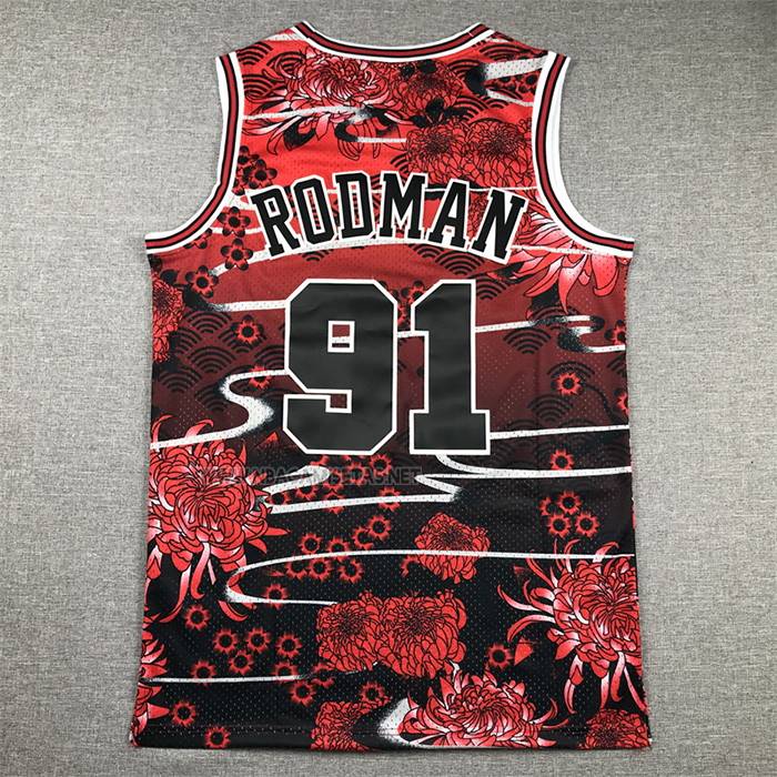 Camiseta Chicago Bulls Dennis Rodman NO 91 Mitchell & Ness Lunar New Year Rojo